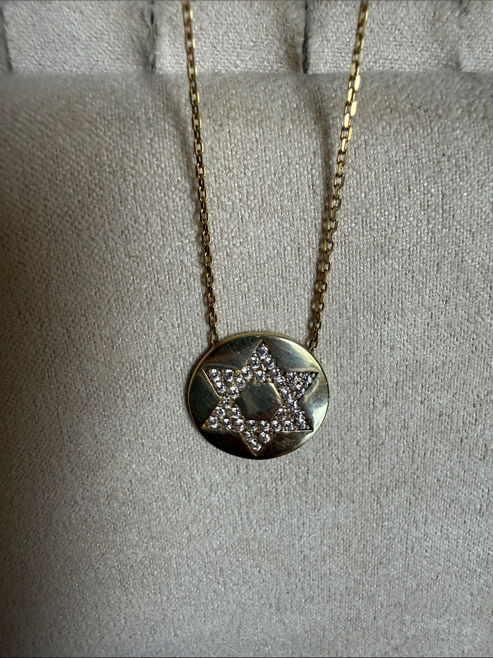 18k plated sterling silver Gold Star of David Pavé Pendant Necklace